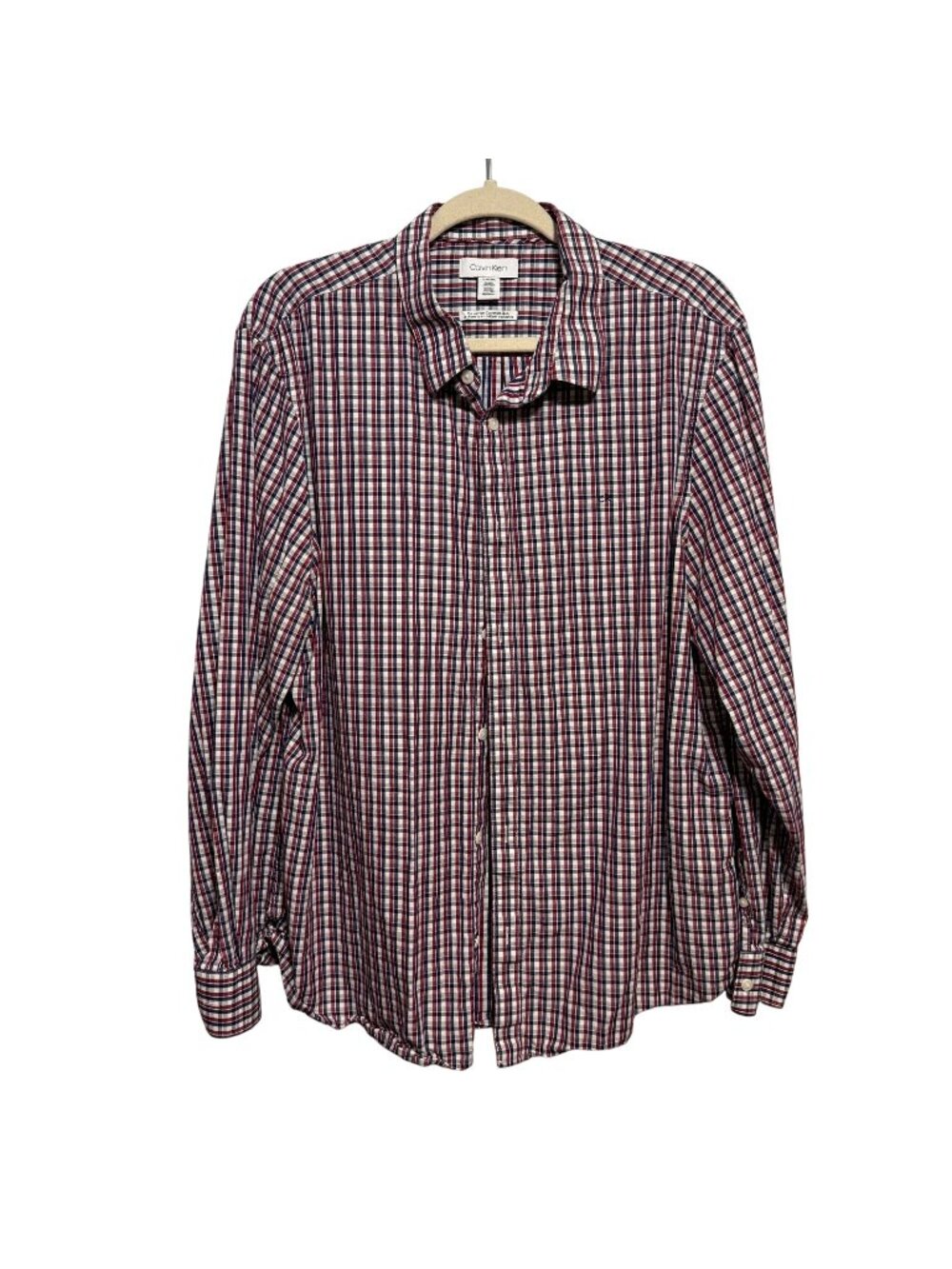Calvin Klein Mens XL Checkered Cotton-Cashmere Shirt